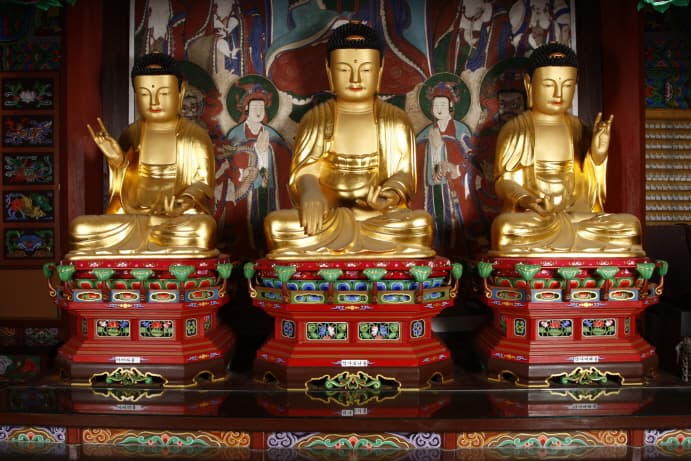 진주 응석사 목조석가여래삼불좌상 사진